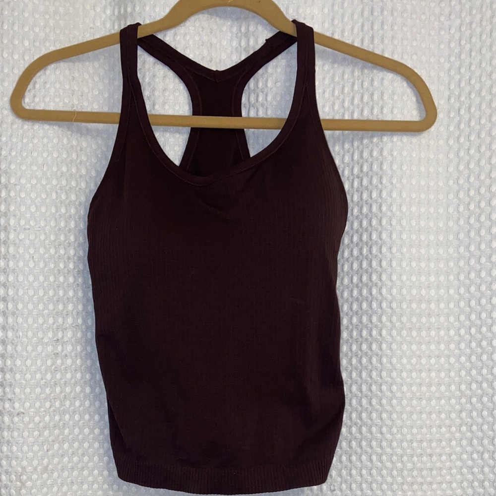 Vital life Brown Racerback long line sports bra with removable cups.